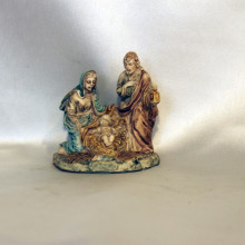 SP 060 cm 5x5,5 - Sacra Famiglia in marmorina decorata a mano