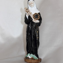 SP 113 cm 22,5h - Scultura Santa Rita da Cascia in marmorina decorata a mano